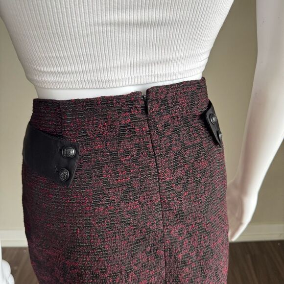 The Kooples Tweed Mini Skirt Burgundy + Black - Picture 5 of 10